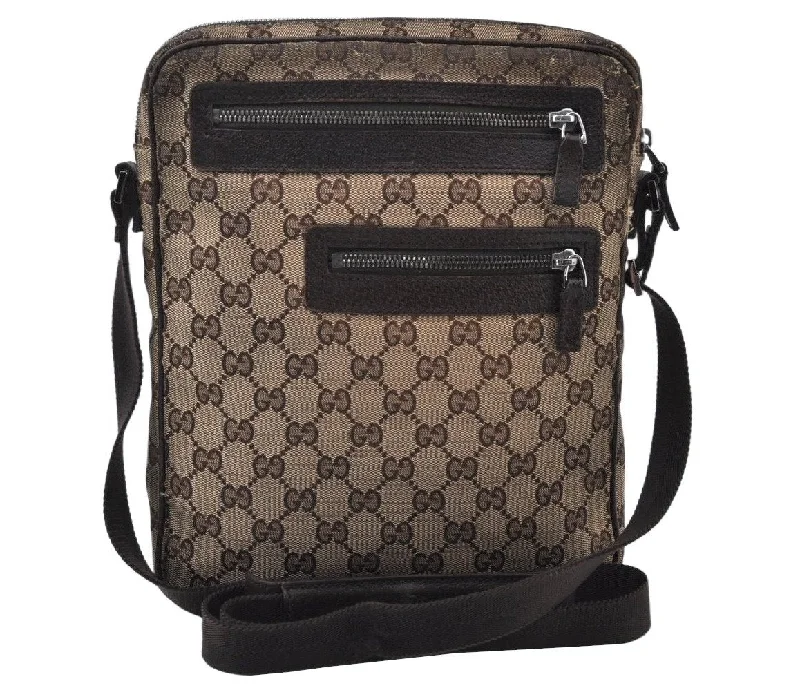 Gucci backpacks for women with a sleek silhouetteAuthentic GUCCI Shoulder Cross Body Bag GG Canvas Leather 92551 Brown K9814