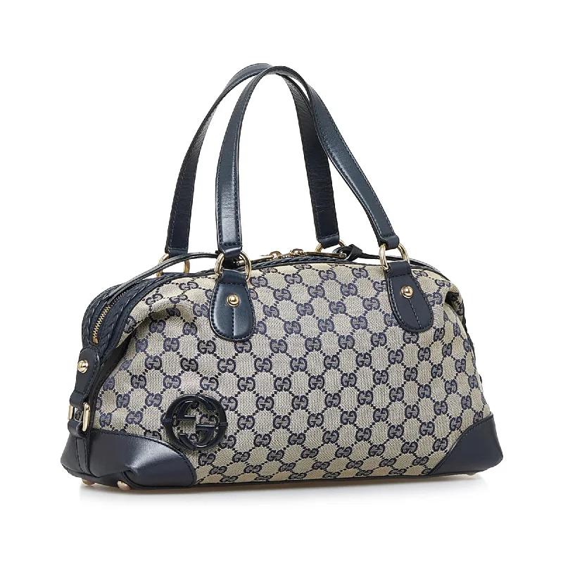 Gucci Marmont bags for women with gold - toned hardwareGucci GG Canvas Brick Lane Satchel (564Kbq)