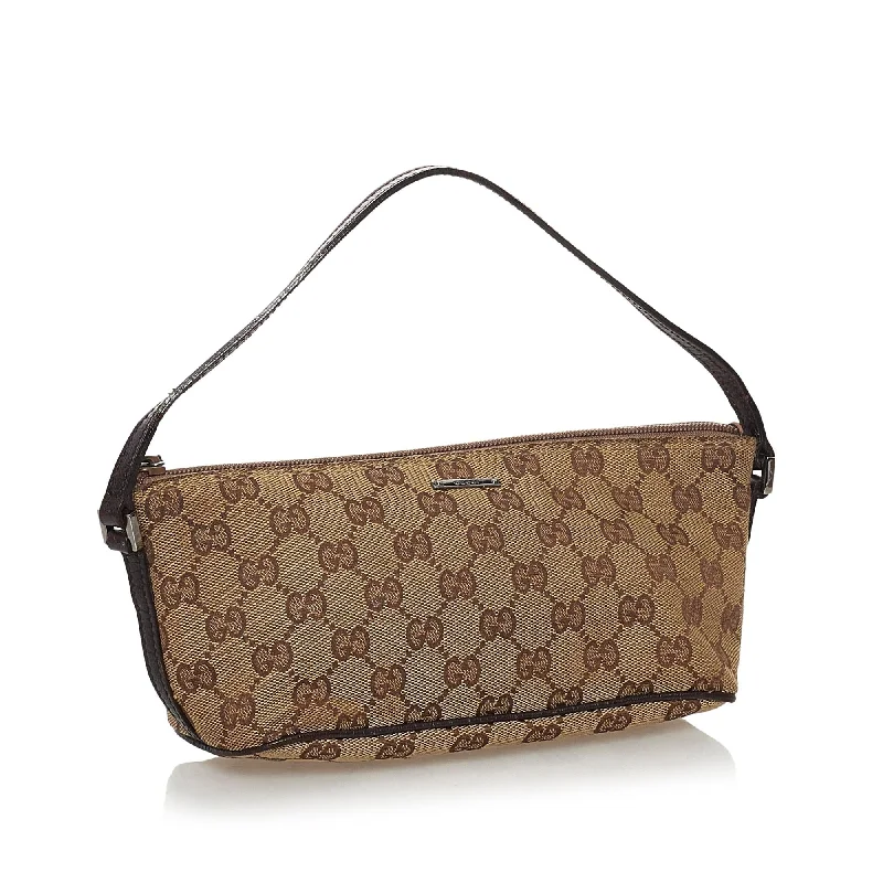 Women Gucci Sylvie bags with a detachable ribbon detailGucci GG Canvas Boat Baguette (32204)