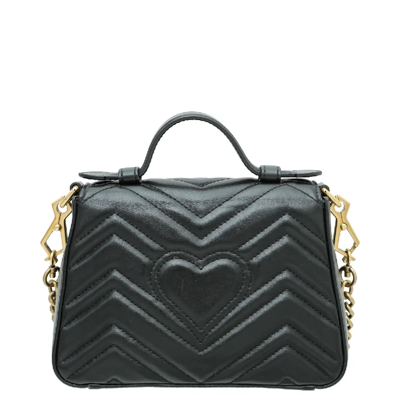 Gucci tote bags for women with a spacious interiorGucci Black GG Marmont Top Handle Mini Bag