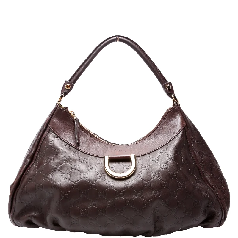 Women Gucci bags with a magnetic snap closure for easy accessGuccissima D Ring Hobo Brown