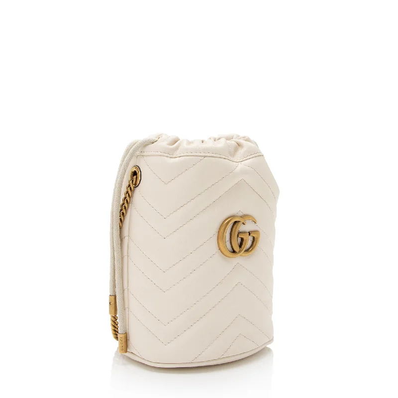 Gucci backpacks for women with a padded laptop compartmentGucci Matelasse Leather GG Marmont Mini Bucket Bag (SHF-OKI41N)