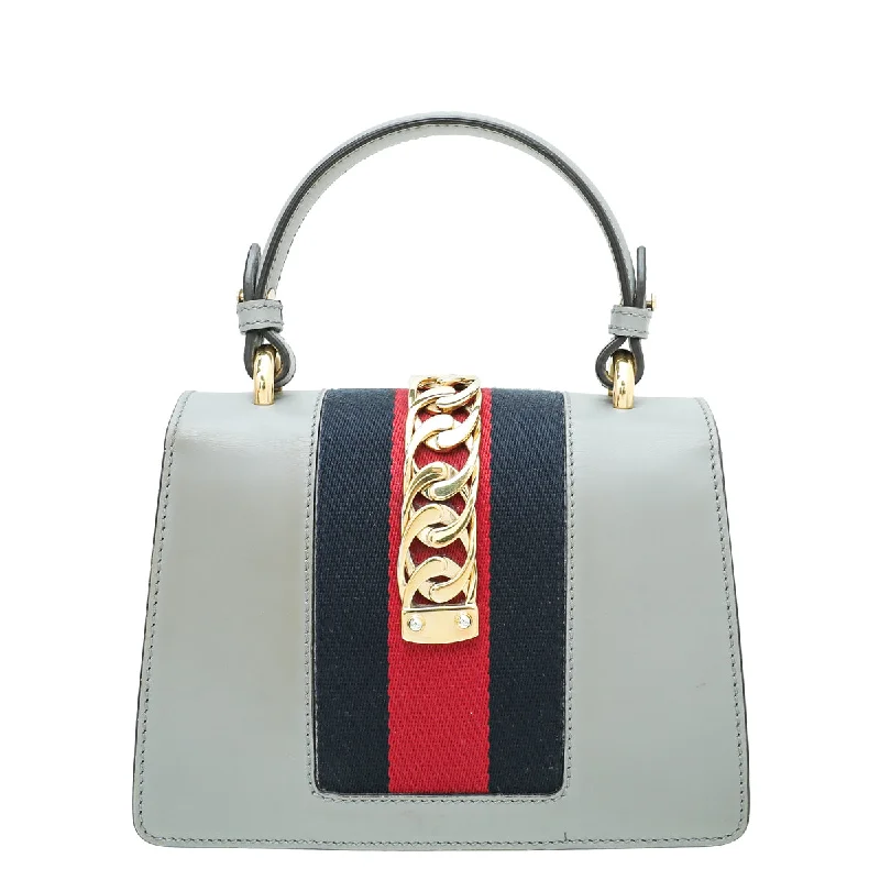 Ladies Gucci Dionysus bags with a chain - link shoulder strapGucci Grey Sylvie Top Handle Mini Bag