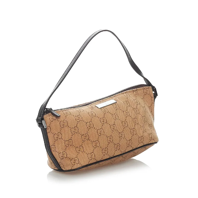 Gucci tote bags for women with a water - resistant coatingGucci GG Canvas Boat Baguette (29827)