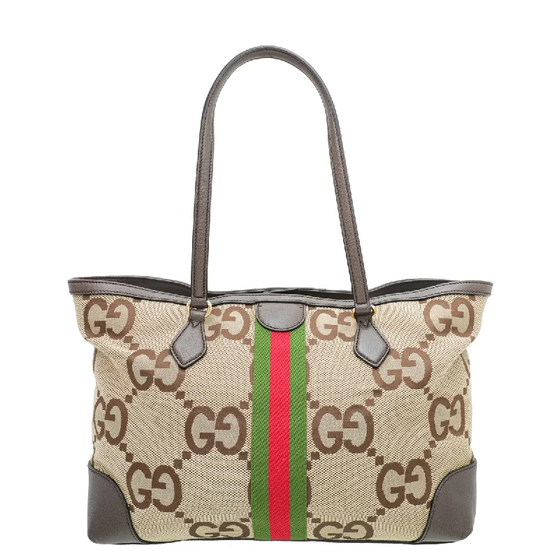 Ladies Gucci handbags with a detachable coin purse insideGucci Ebony Jumbo GG Ophidia Medium Tote Bag