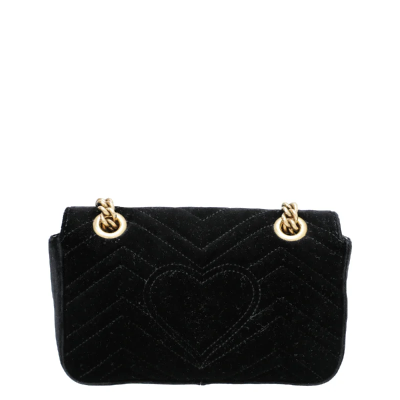 Gucci handbags for women with a patent - leather finishGucci Black Velvet GG Marmont Mini Bag