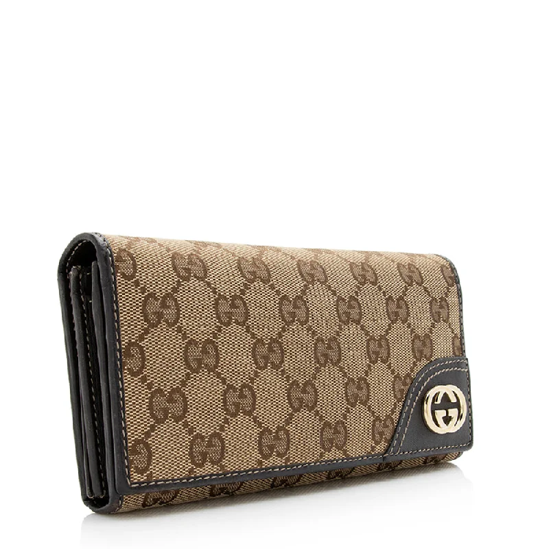 Women Gucci bags with interlocking G hardware for a classic lookGucci GG Canvas Britt Logo Wallet (21129)