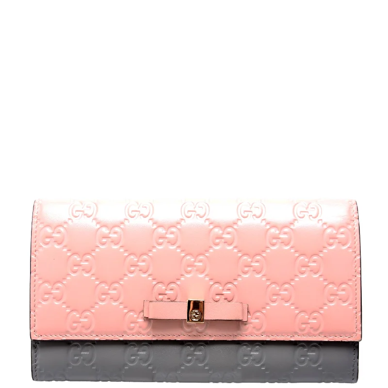 Women Gucci bags with a zippered interior pocketRibbon Long Wallet Guccisima Pink/Gray