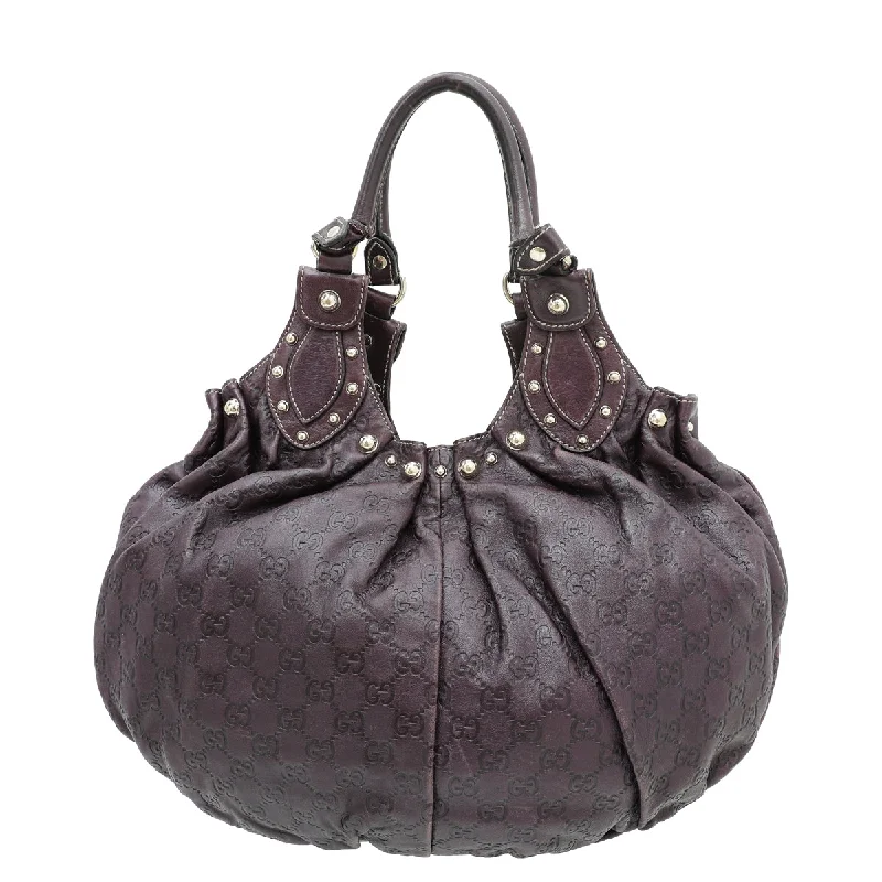 Gucci Marmont bags for women with a contrast - colored interiorGucci Violet GG Guccissima Studded Pelham Medium Bag