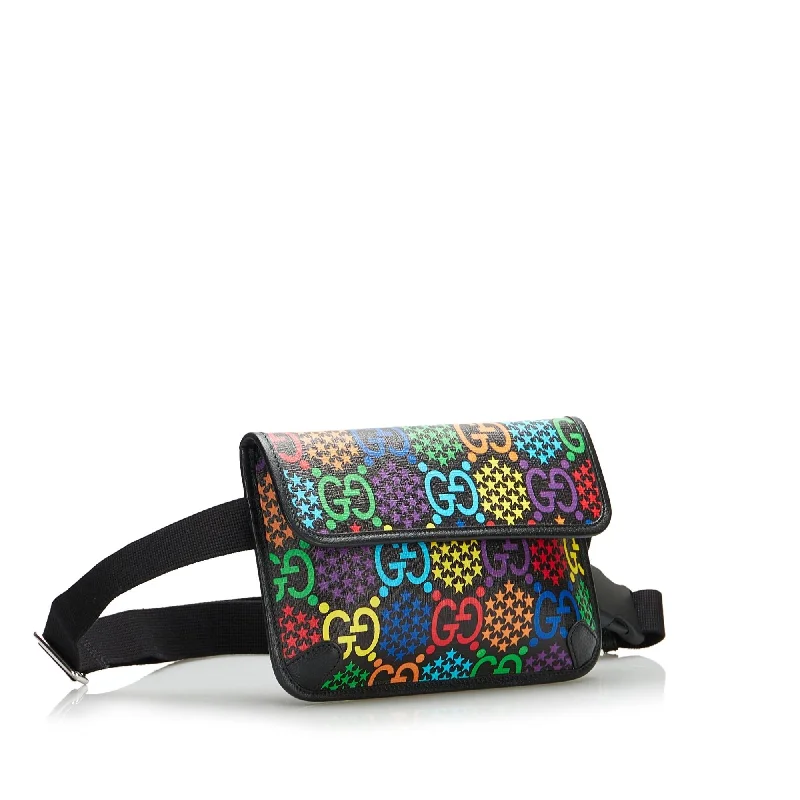 Ladies Gucci shoulder bags with a magnetic - closure flapGucci GG Supreme Psychedelic Belt Bag (SHG-NXWbpO)