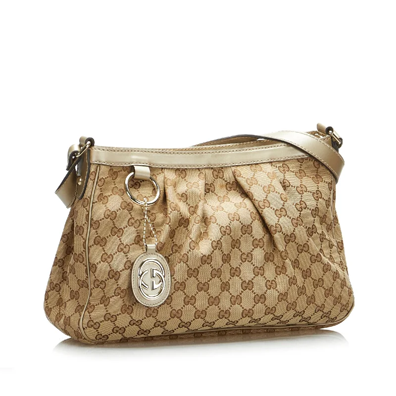 Women Gucci Sylvie bags with a leather - wrapped handleGucci GG Canvas Sukey Crossbody (SHG-6B53zF)