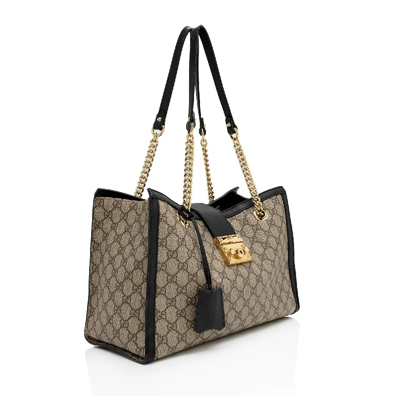 Gucci Dionysus bags for women with tiger - head claspsGucci GG Supreme Padlock Chain Medium Shoulder Bag (SHF-pzwoLp)