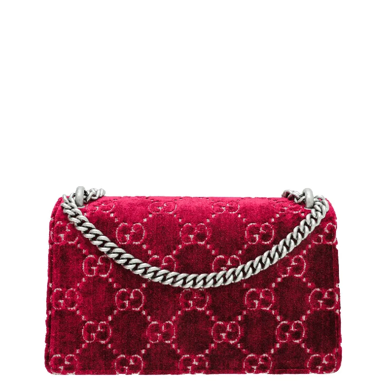 Ladies Gucci Dionysus bags with a chain - link shoulder strapGucci Bicolor GG Velvet Dionysus Small Bag