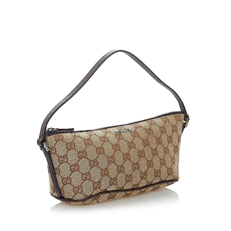 Ladies Gucci handbags with a detachable coin purse insideGucci GG Canvas Boat Baguette (30775)