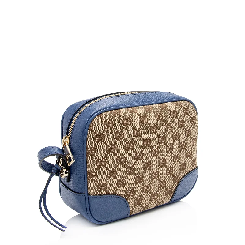 Women Gucci Sylvie bags with a crystal - embellished web stripeGucci GG Canvas Bree Mini Messenger Bag (D3ynGR)