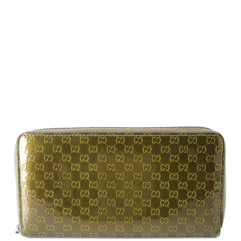 Gucci handbags for women with a metal - framed claspGuccissima Patent Zip Around Wallet Green