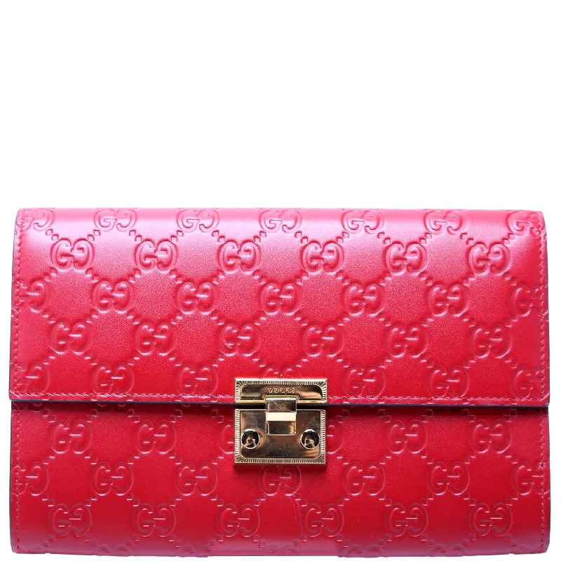 Women Gucci bags with a detachable mobile phone holderPadlock Guccissima Clutch