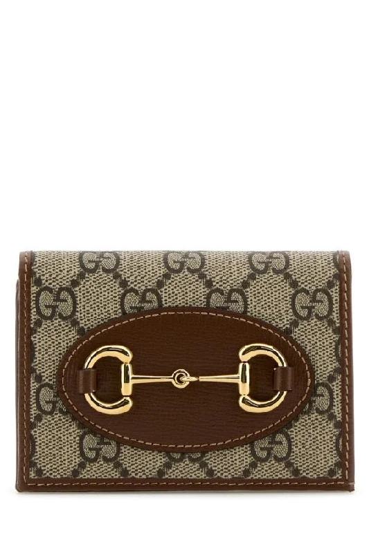 Gucci handbags for women with a back - zip pocketGucci Woman Gg Supreme Fabric And Leather Horsebit 1955 Wallet