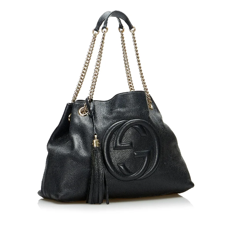 Women Gucci bags with a zip - around closure for securityGucci Soho Chain (SHG-tXLxKI)