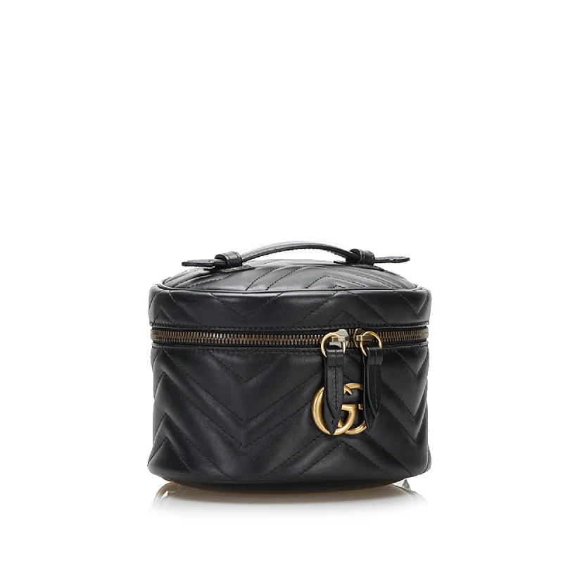 Gucci handbags for women with a patent - leather finishGucci GG Marmont Round Backpack (SHG-5fzCDe)