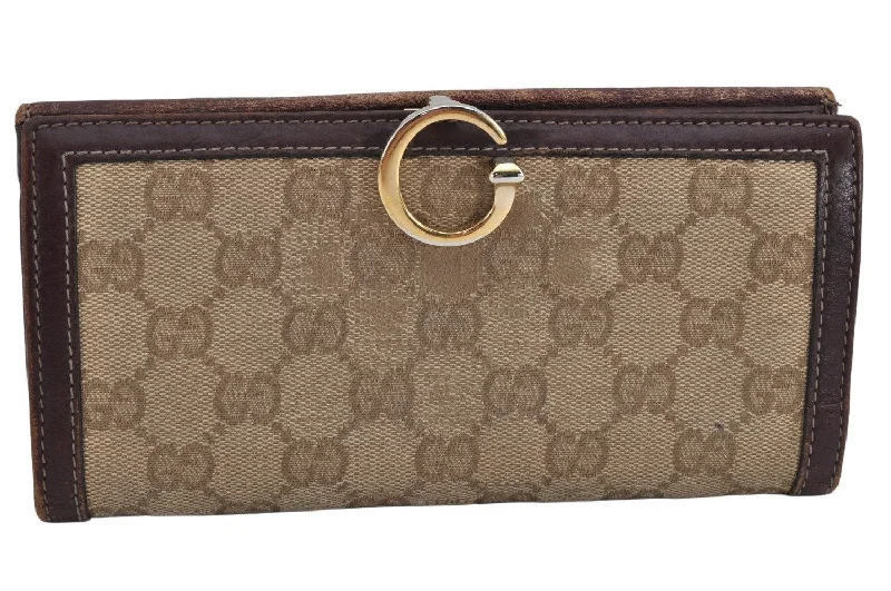 Women Gucci Sylvie bags with a leather - wrapped handleAuthentic GUCCI Long Wallet Purse GG Canvas Leather 190389 Beige Brown 9729J