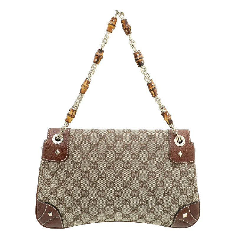 Women Gucci bags with a zippered interior pocketGucci Bicolor Bamboo Chain Bag