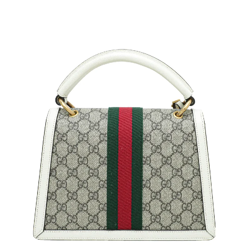 Ladies Gucci shoulder bags with a magnetic - closure flapGucci Bicolor GG Supreme Queen Margaret Top Handle Small Bag