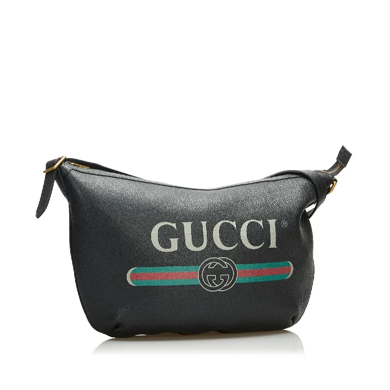 Women Gucci crossbody bags in a bold red colorGucci Logo Half Moon Hobo (SHG-FIF1Za)