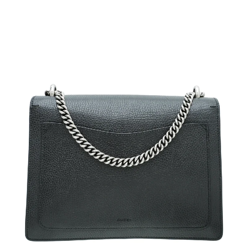 Women Gucci bags with a chain - link trim and a leather bodyGucci Black Dionysus Medium Bag