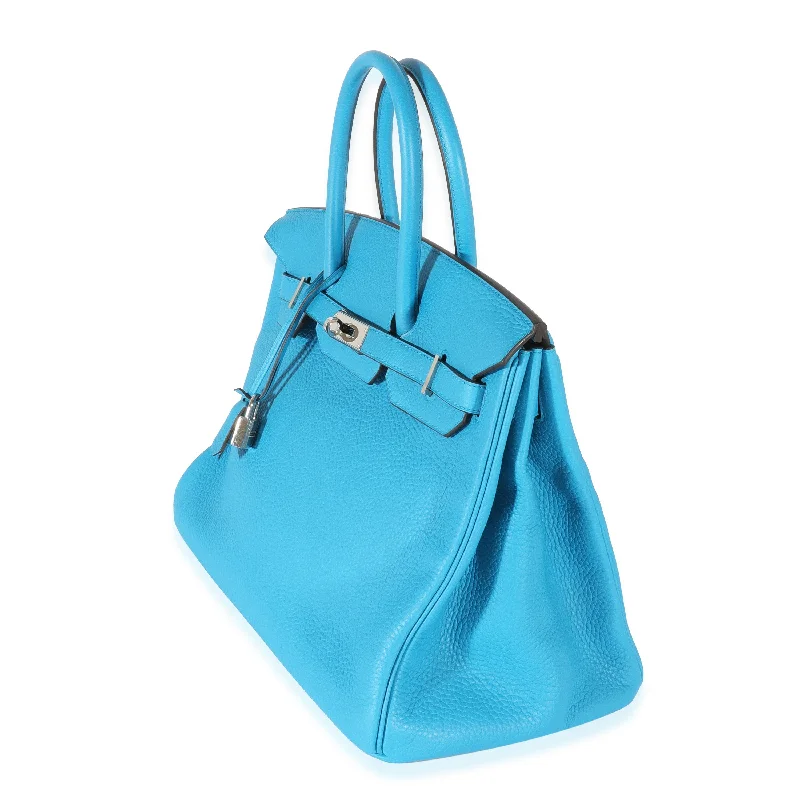 Hermes Birkin Bags with a Detachable Keychain HolderHermes Blue Zanzibar Clemence Birkin 35