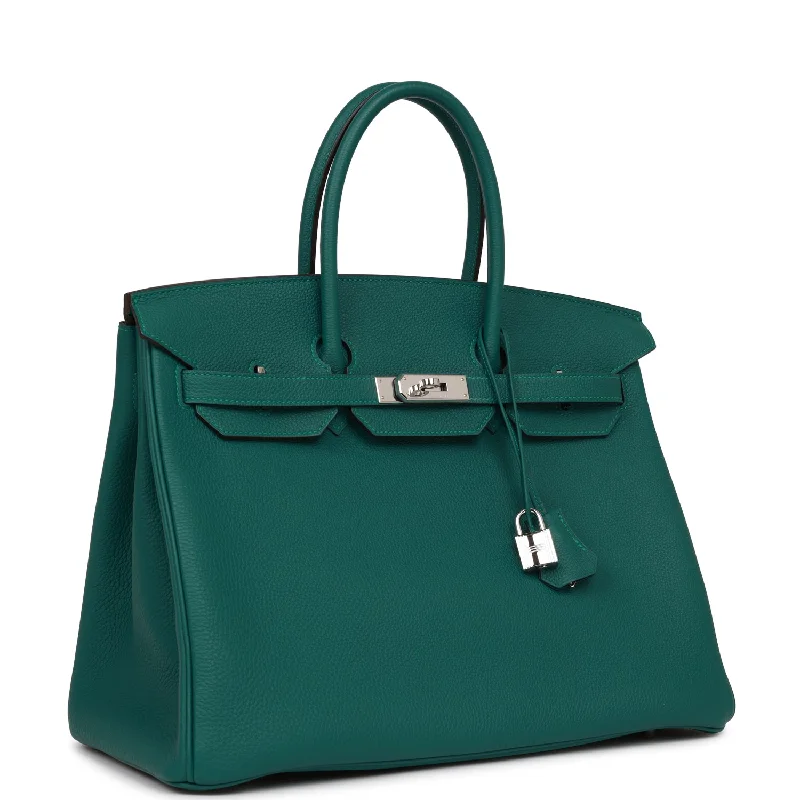 Hermes Birkin Bags with a Detachable Mirror Pocket InsideHermes Birkin 35 Malachite Togo Palladium Hardware - Remaining Payment