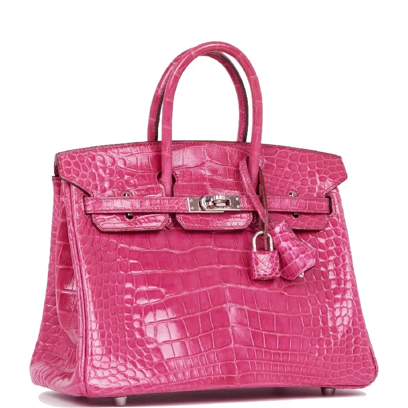 Hermes Birkin Bags with a Gold - Plated Lock and Key SetHermes Birkin 25 Fuchsia Shiny Alligator Palladium Hardware