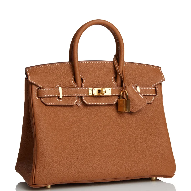 Hermes Birkin Bags with a Zippered Interior Compartment for ValuablesHermes Birkin 25 Gold Togo Gold Hardware