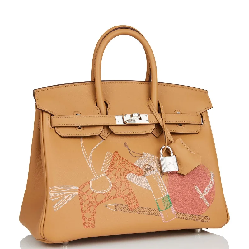 Hermes Birkin Bags with a Chain - Embellished Handle for a Modern TwistHermes Birkin 25 In & Out Biscuit Swift Palladium Hardware