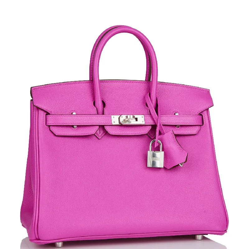 Hermes Birkin Bags with a Hand - Burnished Edge FinishHermes Birkin 25 Magnolia Verso Novillo Palladium Hardware