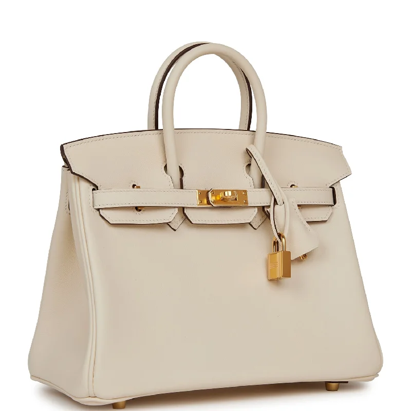 Hermes Birkin Bags with a Two - Tone Leather Design for Visual InterestHermes Birkin 25 Nata Swift Gold Hardware