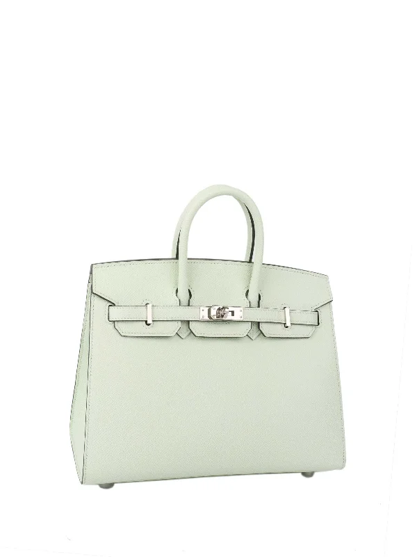 Hermes Birkin Bags with a Leather - Lined Interior Pocket for Added ProtectionHermes Birkin 25 Vert Fizz in Epsom Leather Stamp B.