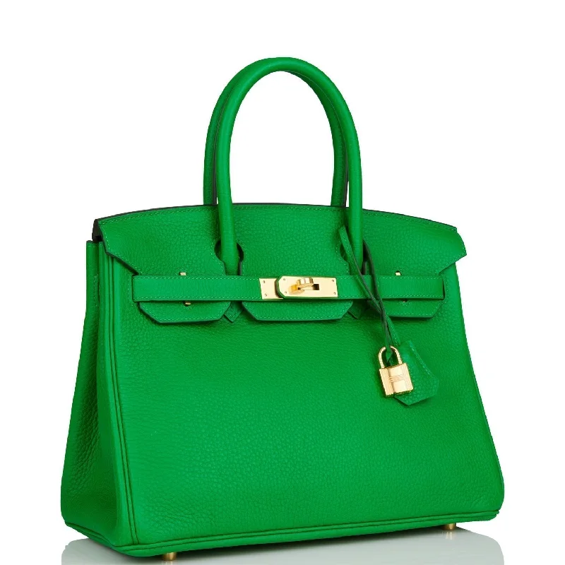 Hermes Birkin Bags with Hand - Stitched Detailing for Artisanal AppealHermes Birkin 30 Bambou Clemence Gold Hardware