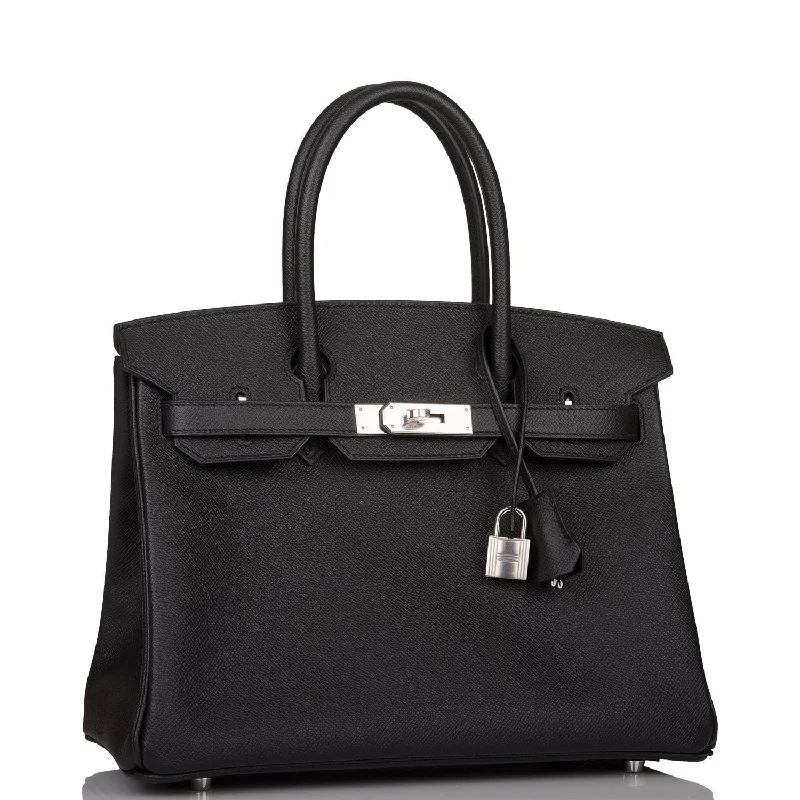 Hermes Birkin Bags with a Contrast - Stitched Handle for Added StyleHermes Birkin 30 Black Epsom Palladium Hardware