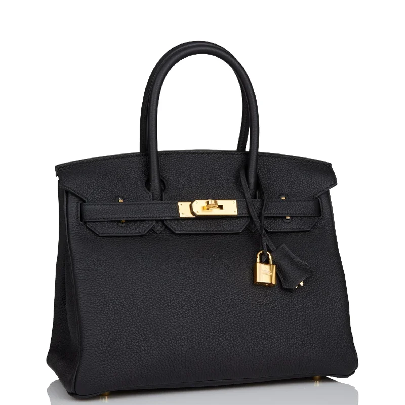 Hermes Birkin Bags with a Detachable Mirror Pocket InsideHermes Birkin 30 Black Togo Gold Hardware