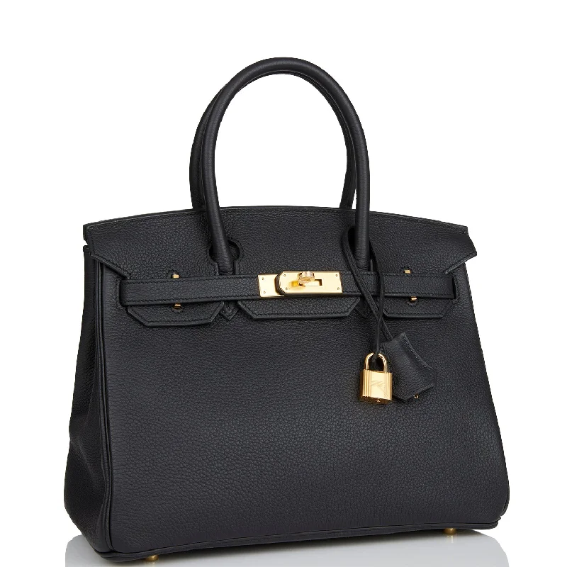 Hermes Birkin Bags with a Woven Leather Strap DetailHermes Birkin 30 Black Togo Gold Hardware