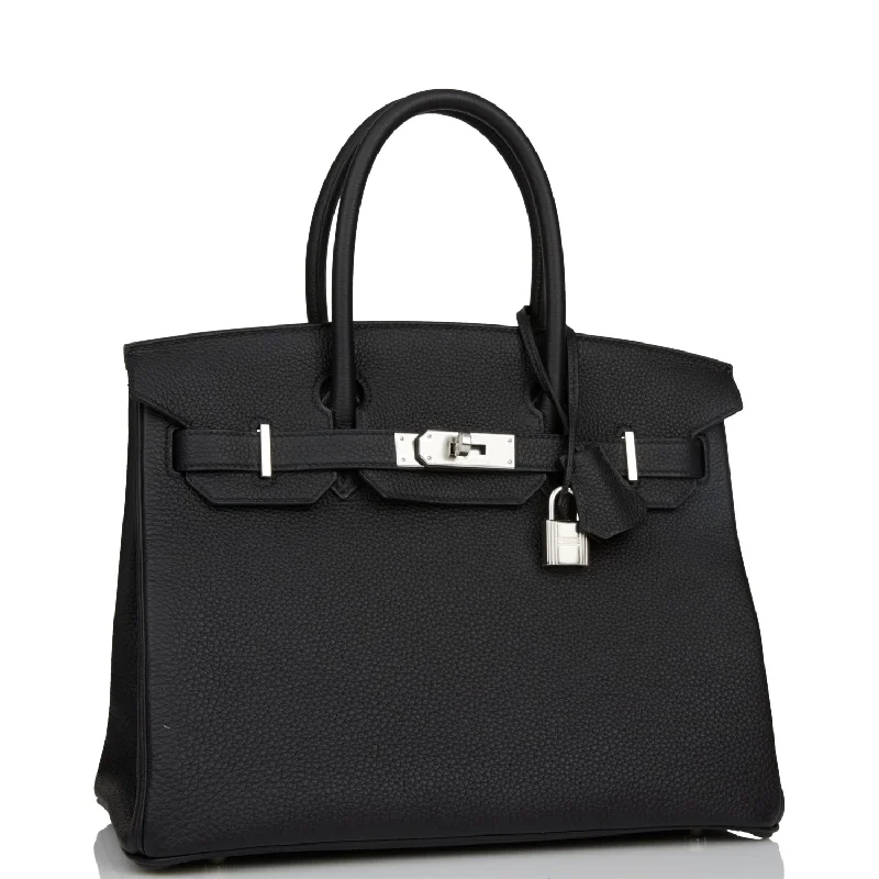 Hermes Birkin Bags with a Snap - Fastened Front Pocket for Easy AccessHermes Birkin 30 Black Togo Palladium Hardware