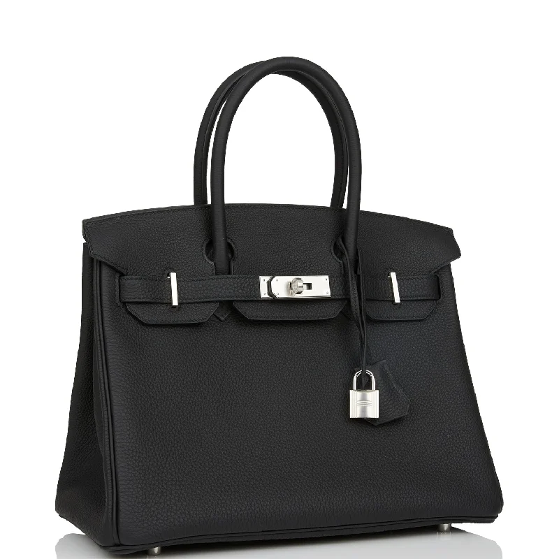 Hermes Birkin Bags with a Leather - Bound Handle for DurabilityHermes Birkin 30 Black Togo Palladium Hardware