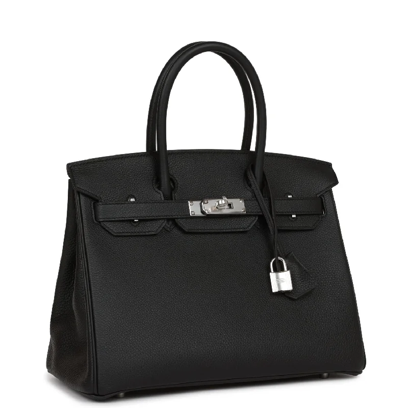 Hermes Birkin Bags with a Two - Tone Leather Design for Visual InterestHermes Birkin 30 Black Togo Palladium Hardware