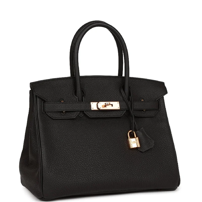 Hermes Birkin Bags with a Detachable Keychain HolderHermes Birkin 30 Black Togo Rose Gold Hardware