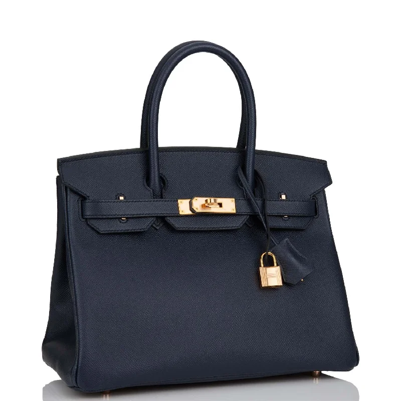 Hermes Birkin Bags with a Magnetic - Closure Interior PocketHermes Birkin 30 Bleu Indigo Epsom Rose Gold Hardware