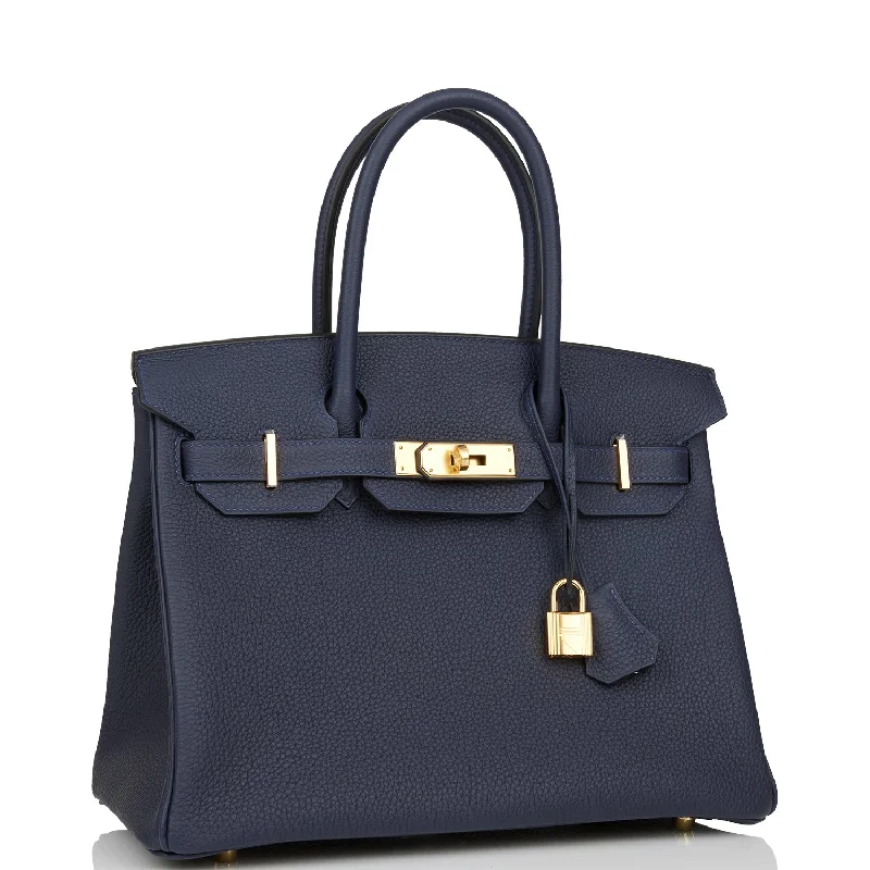 Hermes Birkin Bags in a Shiny Patent Leather Finish for a Glossy LookHermes Birkin 30 Bleu Nuit Togo Gold Hardware