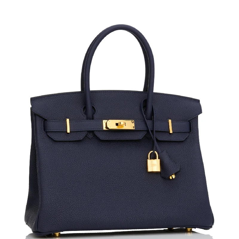 Hermes Birkin Bags with a Detachable Mobile Phone HolderHermes Birkin 30 Bleu Nuit Togo Gold Hardware