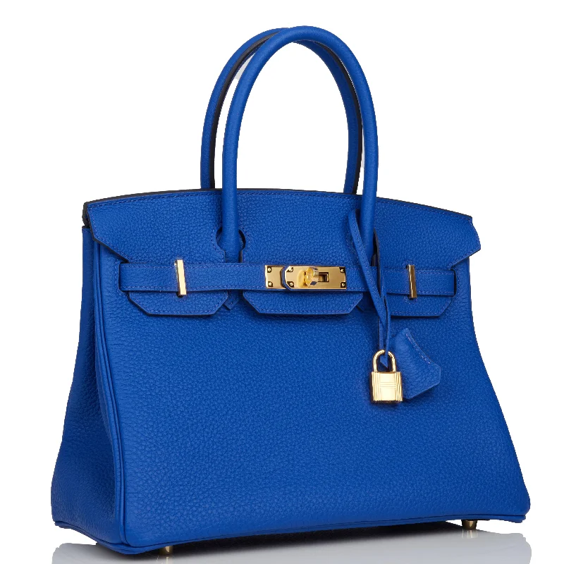 Hermes Birkin Bags in Exotic Python Leather for a Unique LookHermes Birkin 30 Bleu Royal Togo Gold Hardware