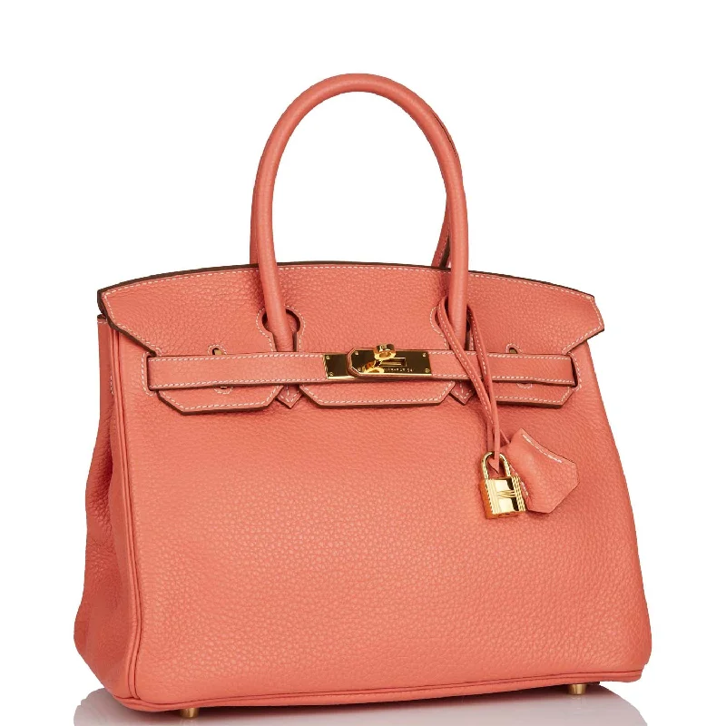 Hermes Birkin Bags with a Zippered Interior Compartment for ValuablesHermes Birkin 30 Crevette Clemence Gold Hardware